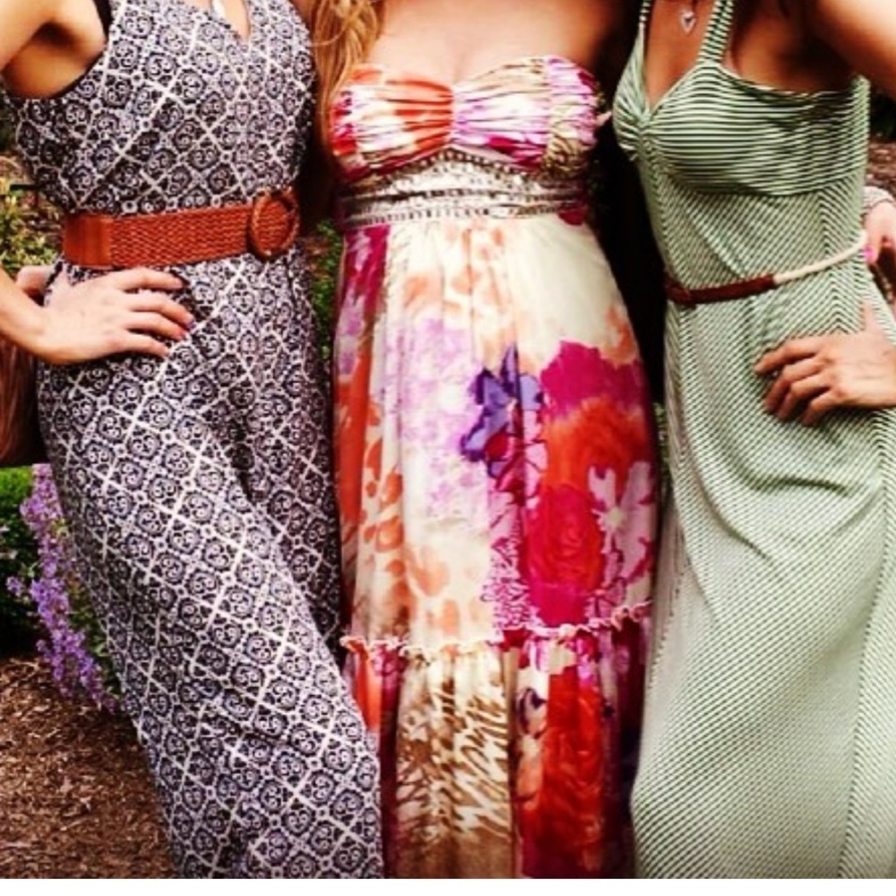 Tie dye flowery boho maxi dress